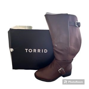 Extra Wide calf knee high brown boots